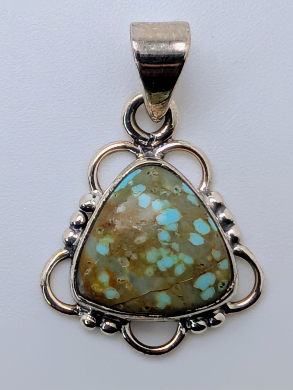 Number 8 Mine Eight Turquoise Triangle Pendant S925 Sterling Silver